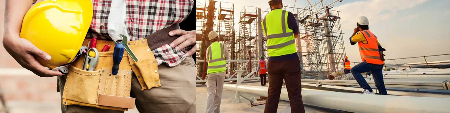 Équipes BATIMAC en tenue de sécurité sur un chantier de construction